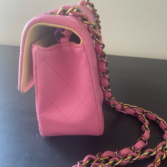 Chanel 21C Like New Pink Yellow Quilted Mini Flap Bag w Rainbow Hardware - Picture 8 of 16